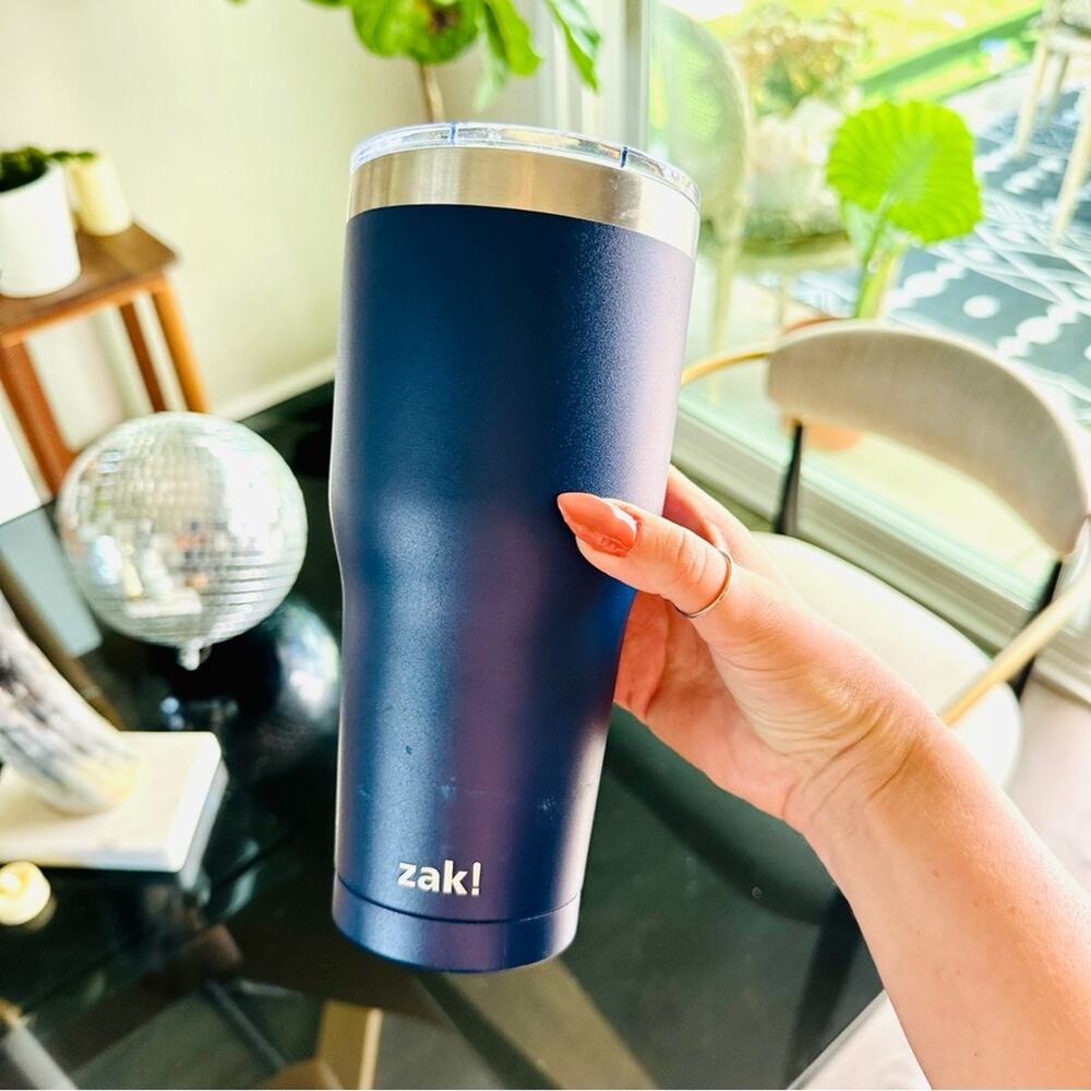 ZAK TARGET Navy Blue Silver Stainless Steel Insulated Travel Tumbler Coffee Mug